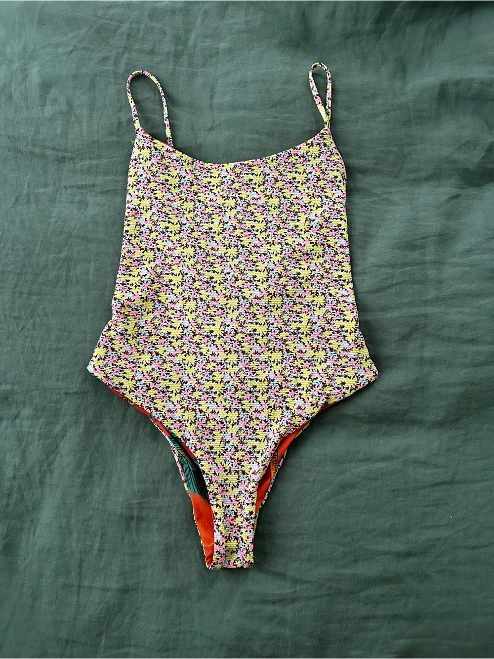 Maaji Womens Large Floral One-Piece Swimsuit in Yellow and Pink
